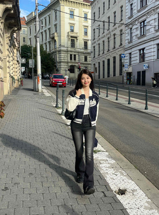 New Basic Capital Color Block Bomber Jumper