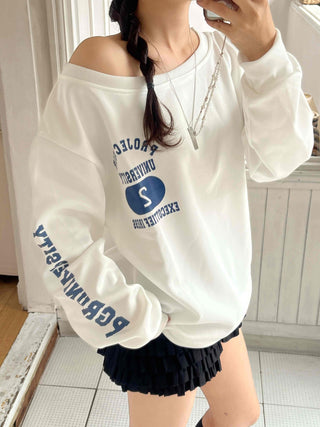 Casual Numbering Off-Shoulder Sweatshirt