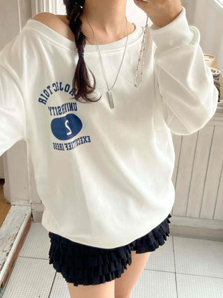 Casual Numbering Off-Shoulder Sweatshirt