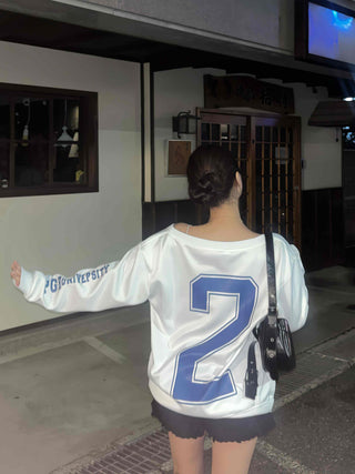 Casual Numbering Off-Shoulder Sweatshirt