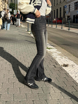 Washed Slim Fit Semi-Bootcut Denim Long Pants