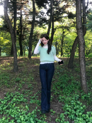Pine Needle Feather Fur Short Sleeve Knit