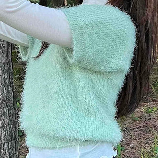 Pine Needle Feather Fur Short Sleeve Knit