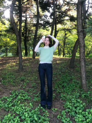 Pine Needle Feather Fur Short Sleeve Knit