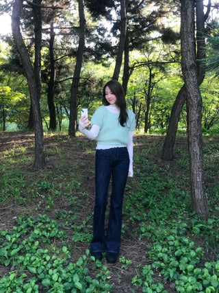 Pine Needle Feather Fur Short Sleeve Knit