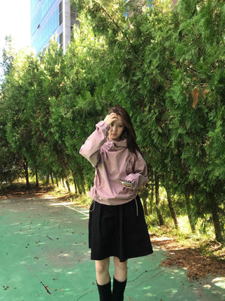 New Basic Side Drawstring Plain Hoodie