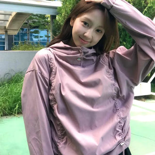 New Basic Side Drawstring Plain Hoodie