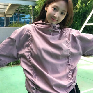 New Basic Side Drawstring Plain Hoodie