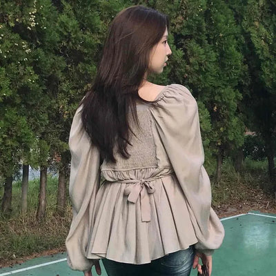 Sweet Mood Shirred Pleated Blouse