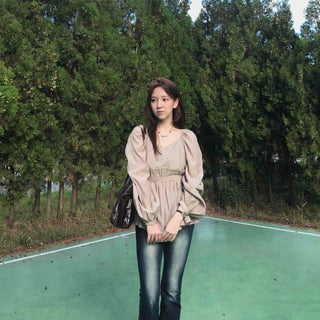 Sweet Mood Shirred Pleated Blouse