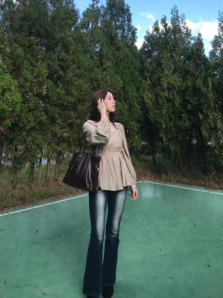 Sweet Mood Shirred Pleated Blouse
