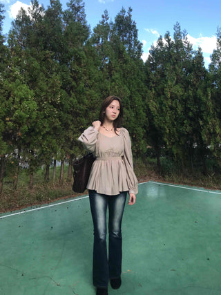 Sweet Mood Shirred Pleated Blouse