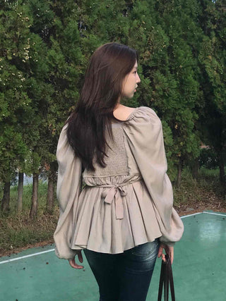 Sweet Mood Shirred Pleated Blouse