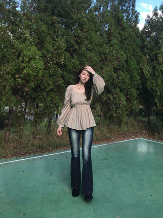 Sweet Mood Shirred Pleated Blouse
