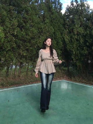 Sweet Mood Shirred Pleated Blouse