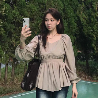 Sweet Mood Shirred Pleated Blouse