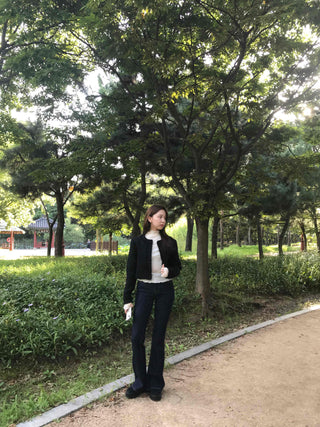 Dark Blue Formal Autumn Denim Long Pants