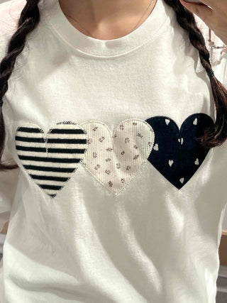 Hip Autumn Cotton Striped Heart Long Sleeve T-shirt