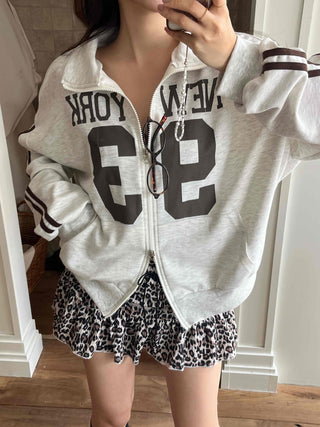 Daily Lettering Cotton Oversized Zip-Up