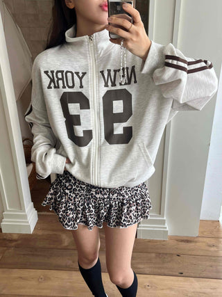 Daily Lettering Cotton Oversized Zip-Up