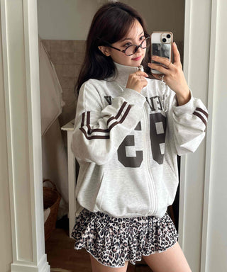 Daily Lettering Cotton Oversized Zip-Up