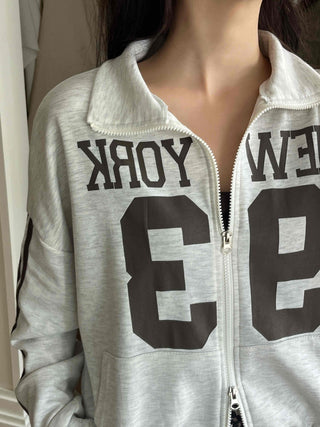 Daily Lettering Cotton Oversized Zip-Up