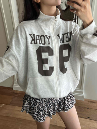 Daily Lettering Cotton Oversized Zip-Up