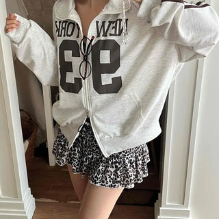 Daily Lettering Cotton Oversized Zip-Up