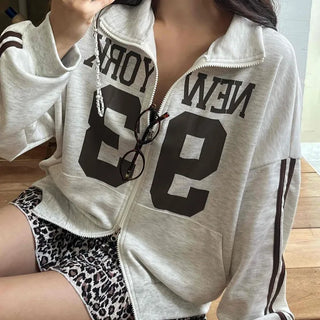 Daily Lettering Cotton Oversized Zip-Up