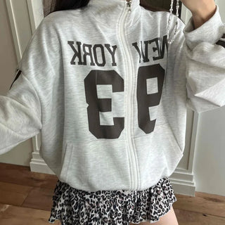 Daily Lettering Cotton Oversized Zip-Up