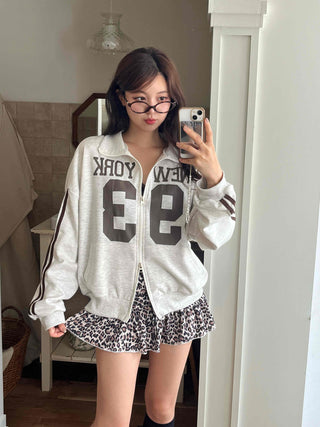 Daily Lettering Cotton Oversized Zip-Up