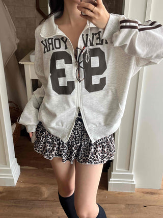 Daily Lettering Cotton Oversized Zip-Up