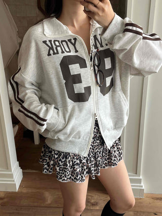 Daily Lettering Cotton Oversized Zip-Up