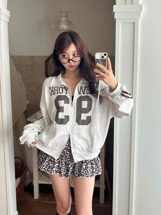 Daily Lettering Cotton Oversized Zip-Up
