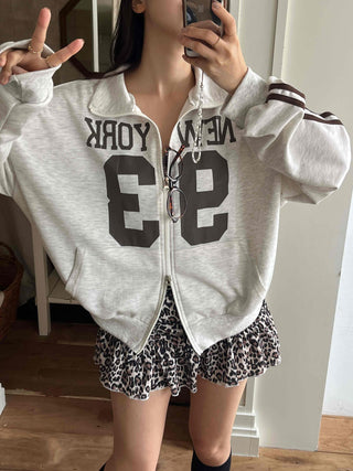 Daily Lettering Cotton Oversized Zip-Up