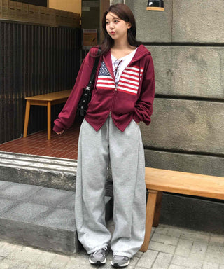 Effortless Chic American Flag Long Pants
