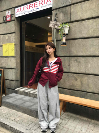 Daily Crack American Flag Zip-up Hoodie