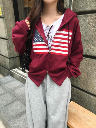 Daily Crack American Flag Zip-up Hoodie