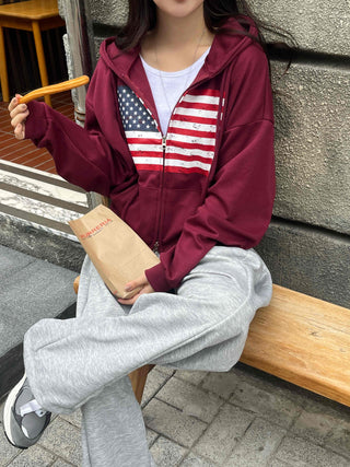 Daily Crack American Flag Zip-up Hoodie