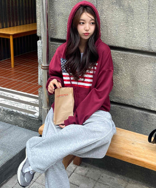 Daily Crack American Flag Zip-up Hoodie