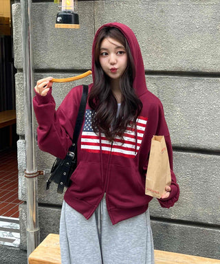 Daily Crack American Flag Zip-up Hoodie