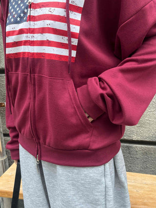 Daily Crack American Flag Zip-up Hoodie