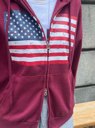 Daily Crack American Flag Zip-up Hoodie