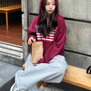 Daily Crack American Flag Zip-up Hoodie