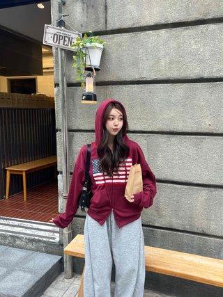Daily Crack American Flag Zip-up Hoodie