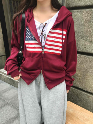 Daily Crack American Flag Zip-up Hoodie