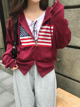 Daily Crack American Flag Zip-up Hoodie
