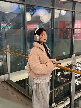 Daily Pastel Corduroy Collar Padded Jacket