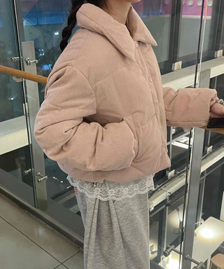 Daily Pastel Corduroy Collar Padded Jacket