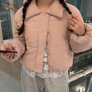 Daily Pastel Corduroy Collar Padded Jacket